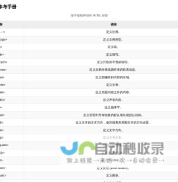 HTML 标签参考手册